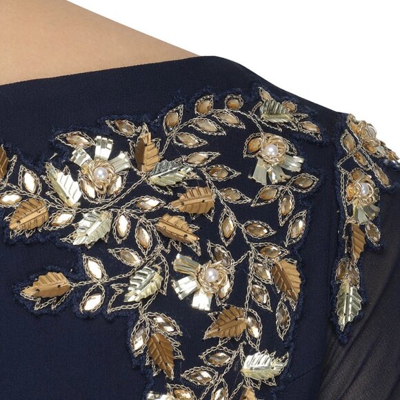 Stunning! Lehenga 32” waist Pooja Peshoria Hand Embroidered Silk Crystal Navy - Picture 9 of 10